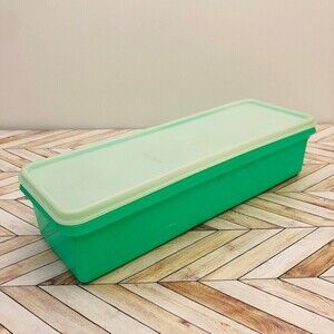 Vintage Tupperware Celery Keeper Crisper Container Green Jadeite #892, Lid #893